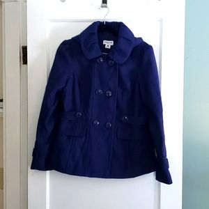 Celebrity Pink Junior Double-Breasted Removable Hood Pea-Coat Indigo